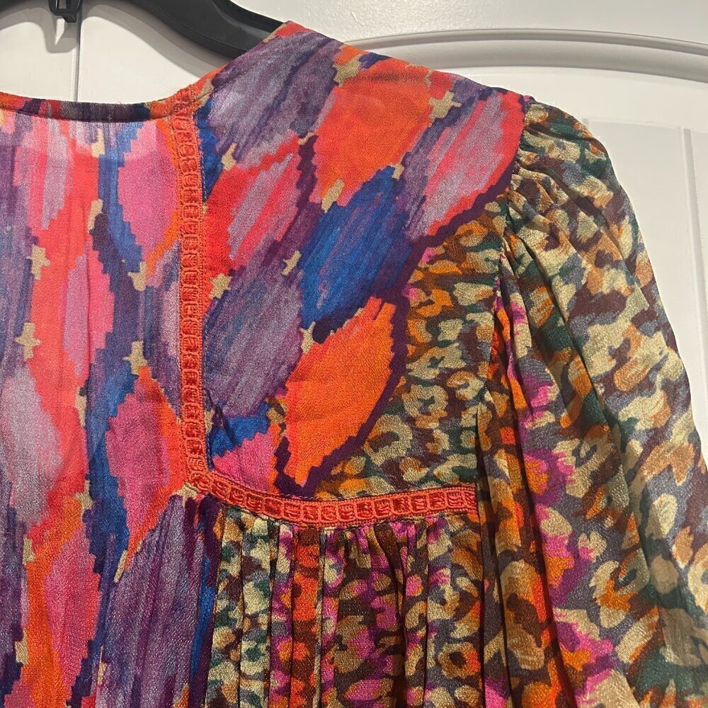Anthropologie x Bl^nk London Miranda Peasant‎ Multicolor Blouse Women's Size XS - Picture 4 of 10